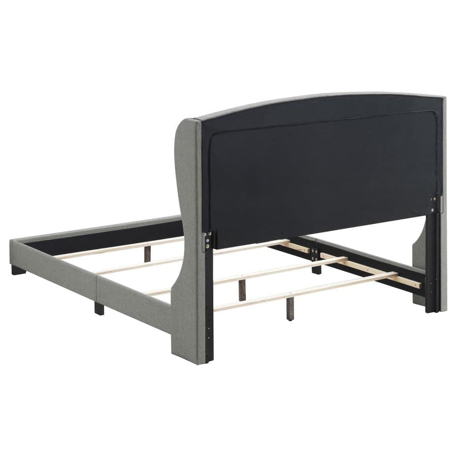 Krome Queen Upholstered Bed with Demi-wing Headboard Smoke