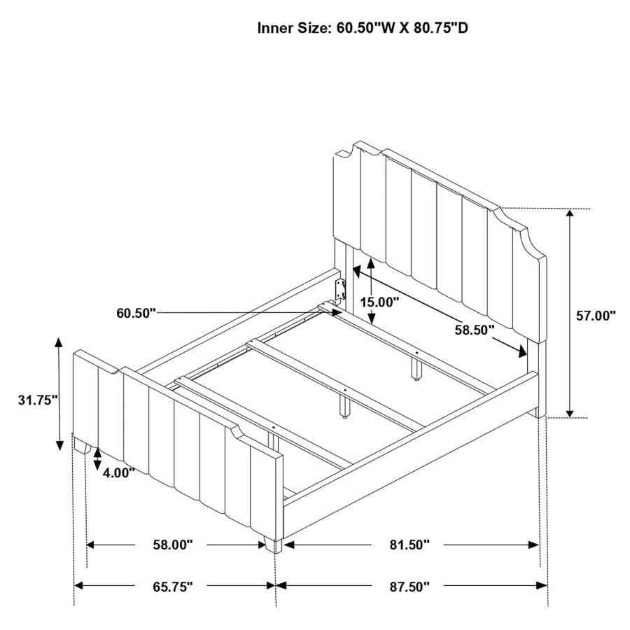 Fiona Upholstered Panel Bed Light Grey