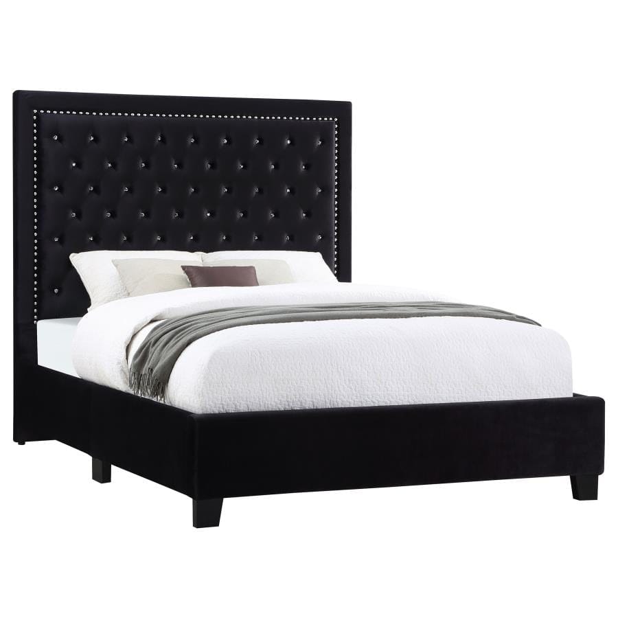 Hailey Upholstered Tufted Platform California King Bed Black