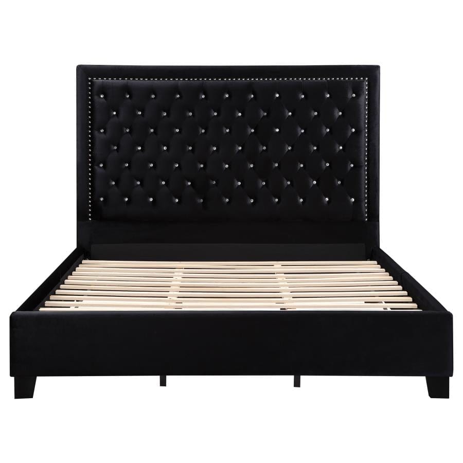 Hailey Upholstered Tufted Platform Queen Bed Black