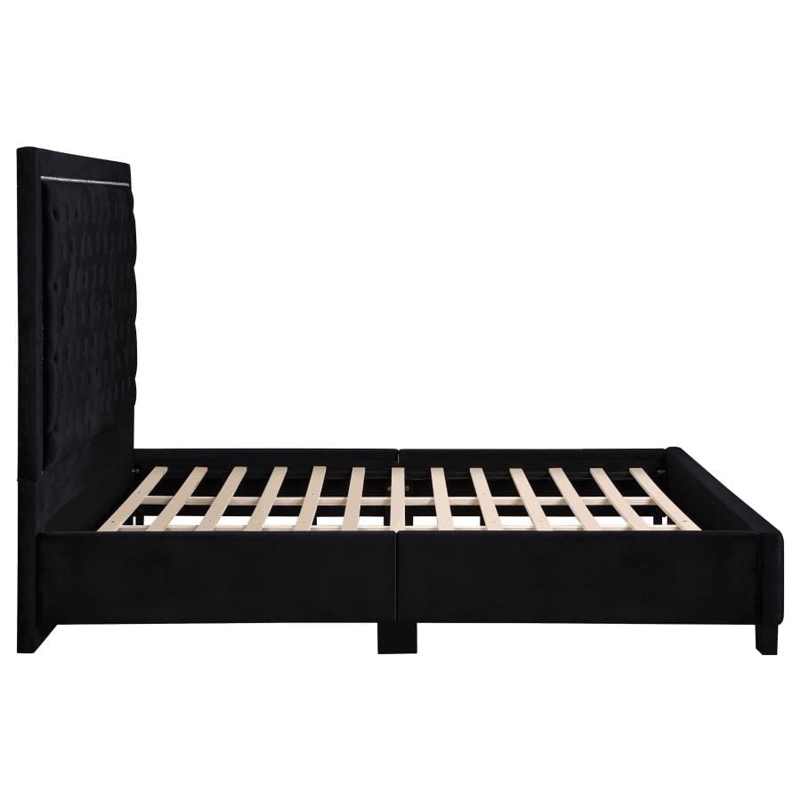 Hailey Upholstered Tufted Platform Queen Bed Black