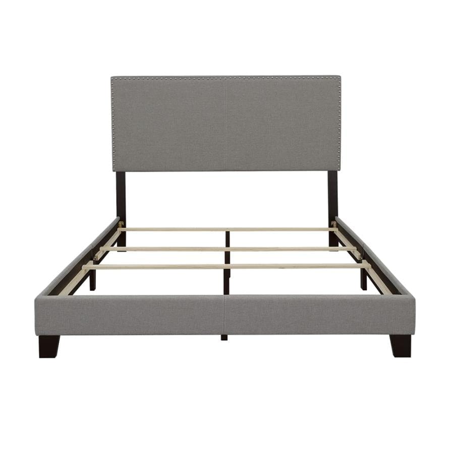 Boyd Queen Upholstered Bed with Nailhead Trim Grey