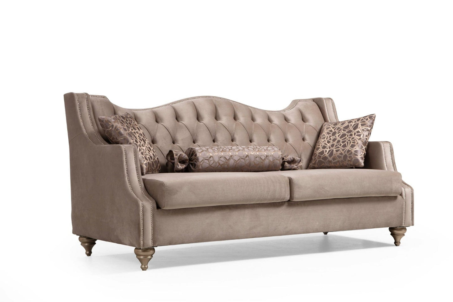 Zeus Beige Velvet Sofa & Loveseat