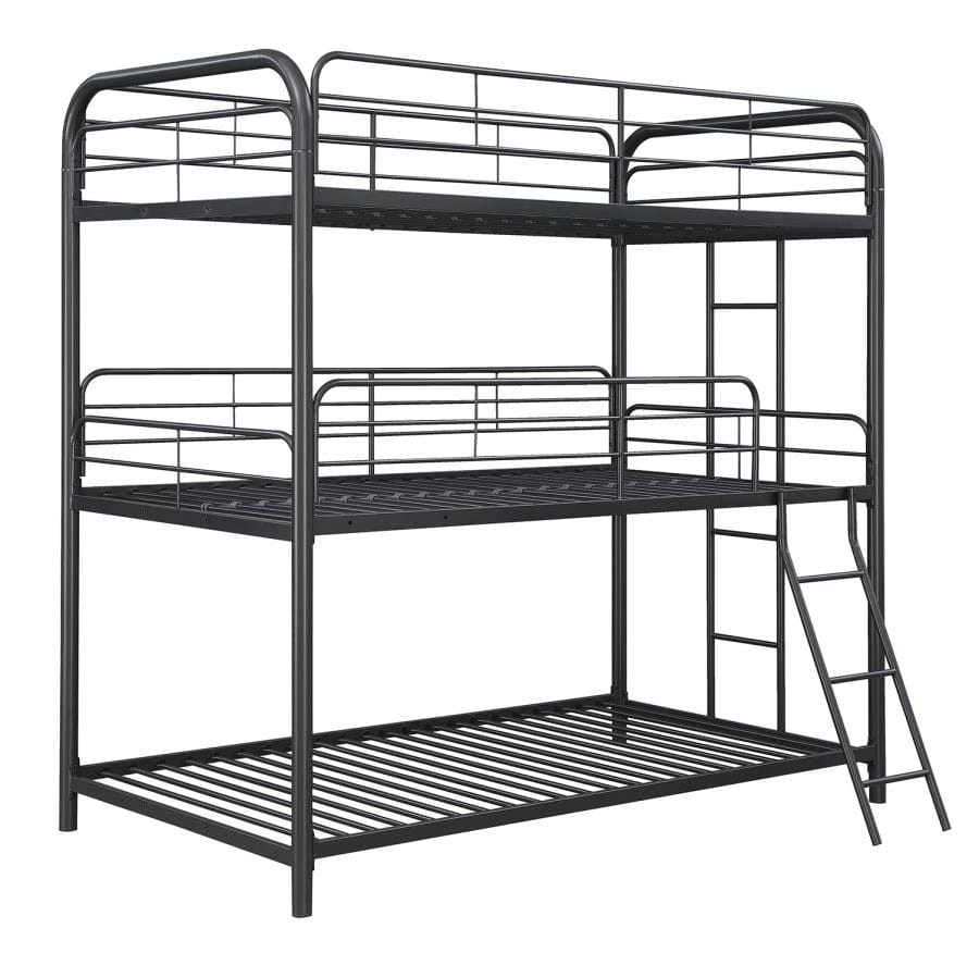 Garner Triple Bunk Bed with Ladder Gunmetal