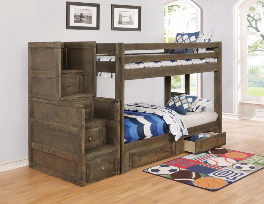 Wrangle Hill Twin over Twin Bunk Bed Gun Smoke