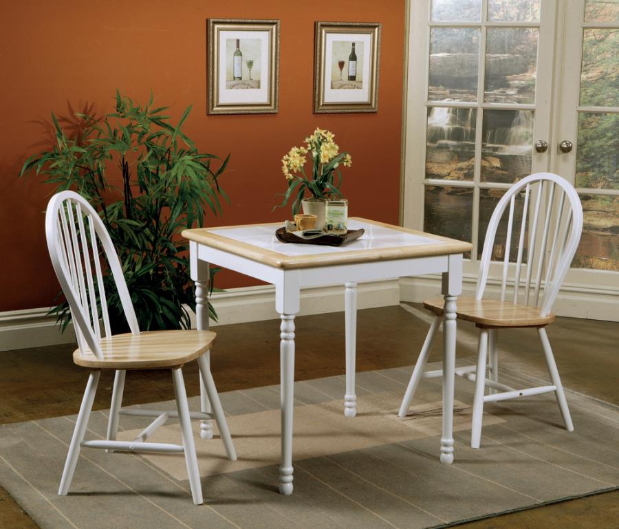 5-piece Square Dining Set Natural Brown and White