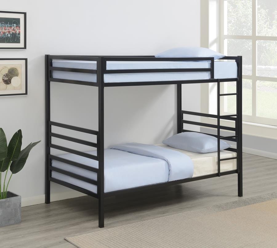 Kinsey Bunk Bed with Ladder Matte Black