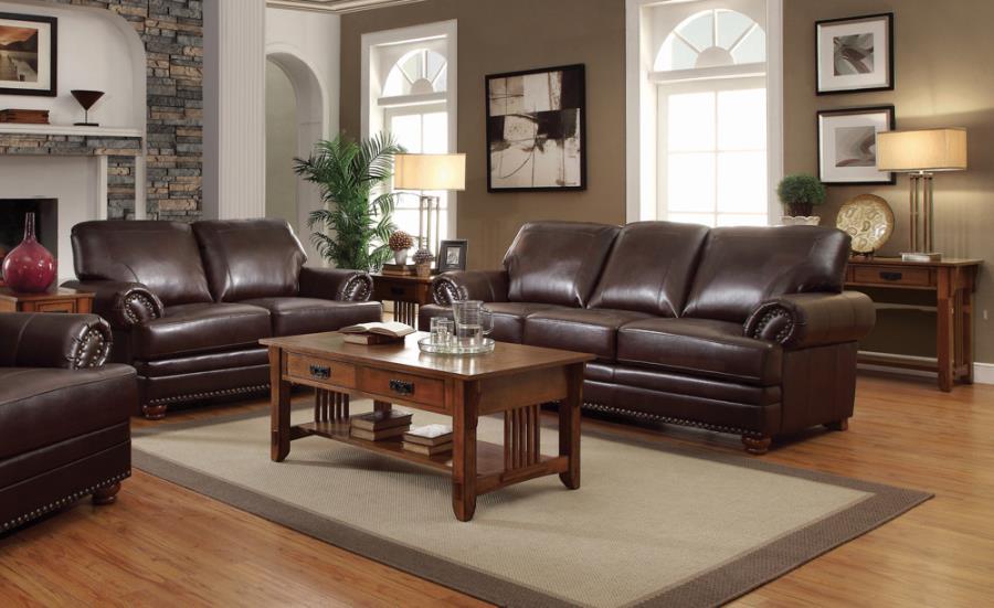 Colton Rolled Arm Upholstered Sofa Brown