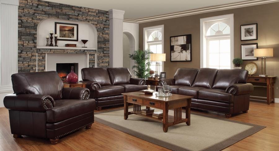 Colton Rolled Arm Upholstered Loveseat Brown