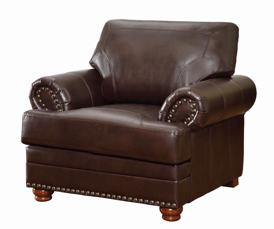 Colton Rolled Arm Upholstered Chair Brown