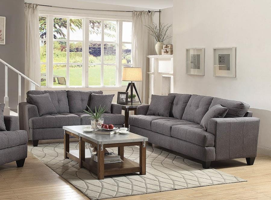 Samuel Biscuit Back Living Room Set Charcoal