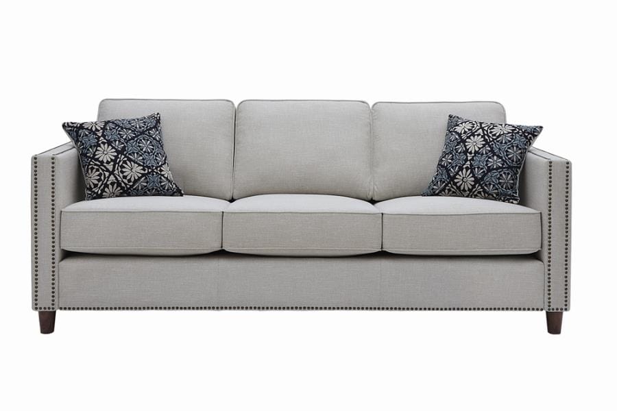Coltrane Upholstered Sofa with Nailhead Trim Putty