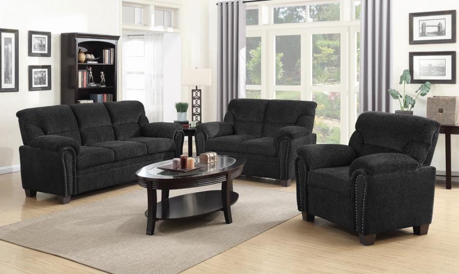 Clementine Upholstered Loveseat with Nailhead Trim Grey