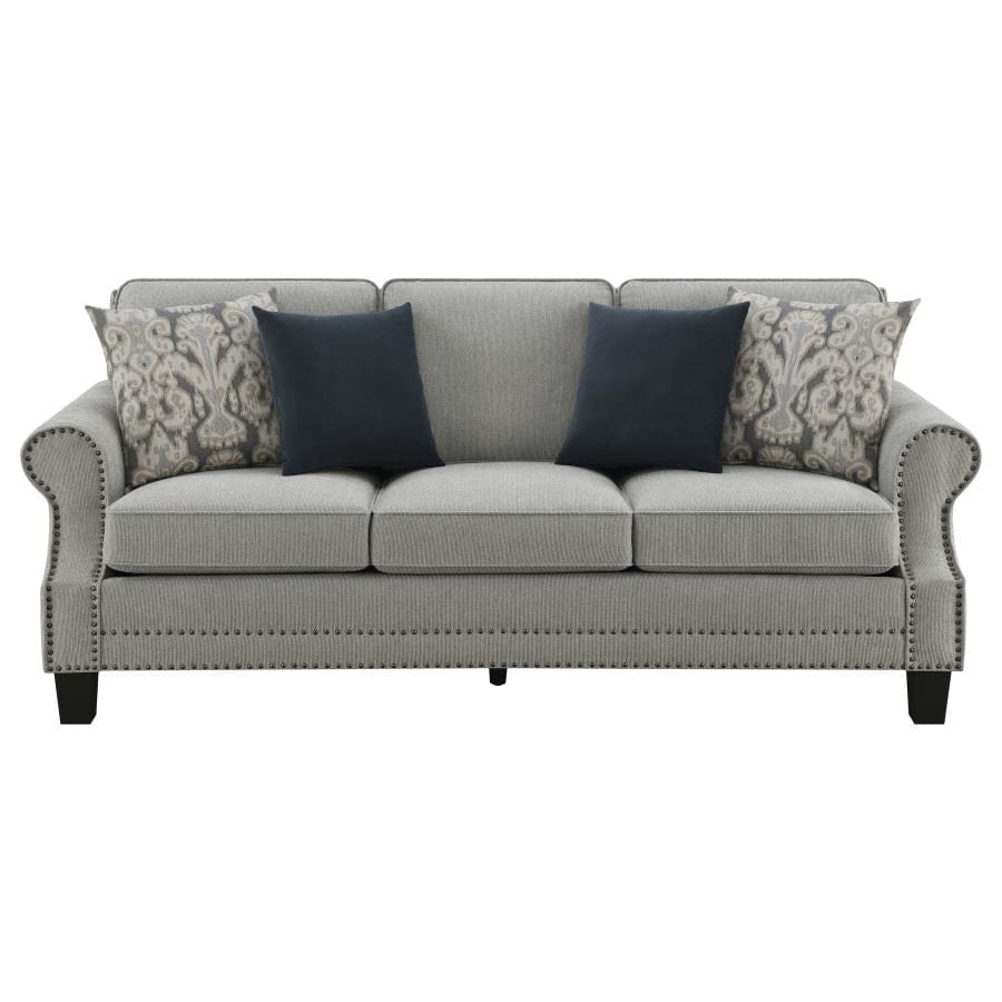 Sheldon Upholstered Sofa with Rolled Arms Grey