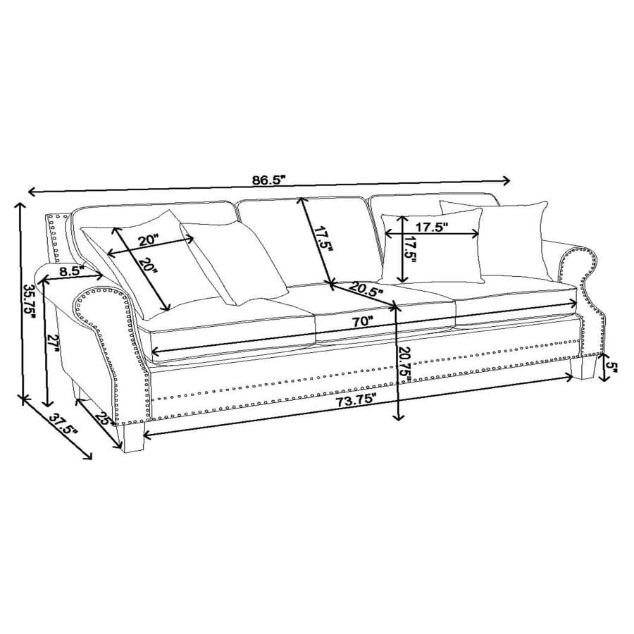 Sheldon Upholstered Sofa with Rolled Arms Grey