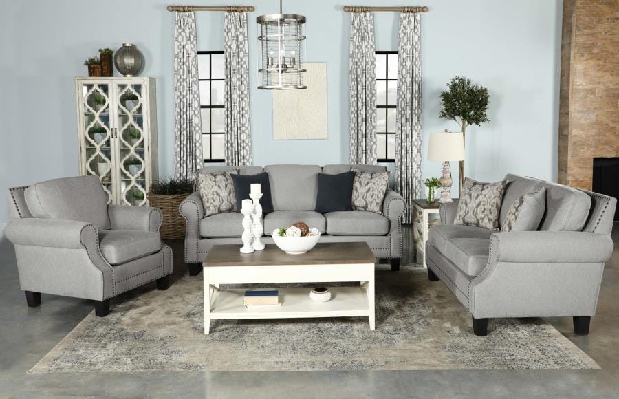 Sheldon Upholstered Sofa with Rolled Arms Grey
