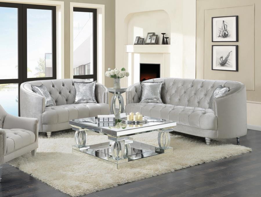 Avonlea Sloped Arm Tufted Loveseat Grey