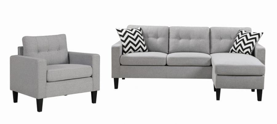 Metro Tufted Upholstered Reversible Sectional Light Grey