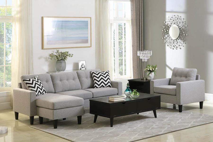 Metro Tufted Upholstered Reversible Sectional Light Grey
