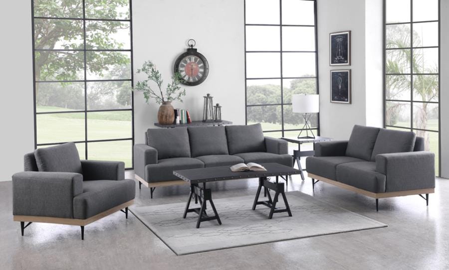 Kester 2-piece Recessed Track Arm Living Room Set Charcoal