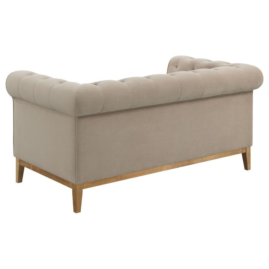 Sandrine 2-piece Button Tufted Tuxedo Arms Living Room Set Camel