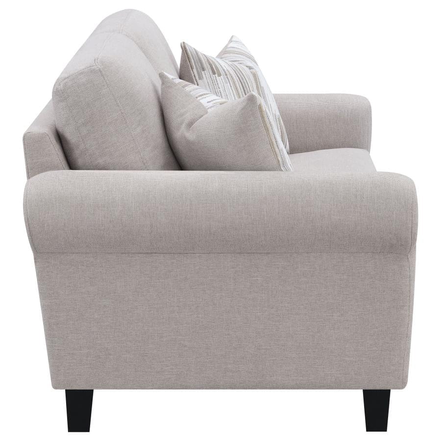 Nadine Upholstered Round Arm Living Room Set Oatmeal