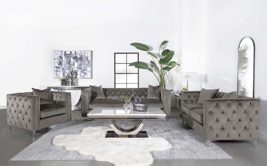 Phoebe Tufted Tuxedo Arms Sofa Urban Bronze