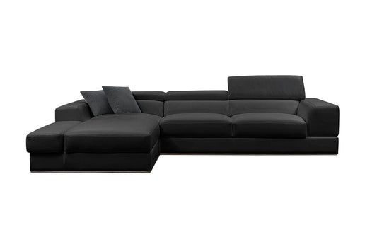 Divani Casa Pella Mini - Modern Black Leather Left Facing Sectional Sofa
