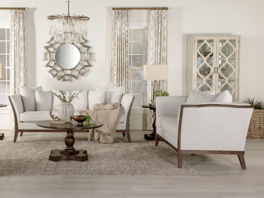 Lorraine 2-piece Upholstered Living Room Set with Flared Arms Beige