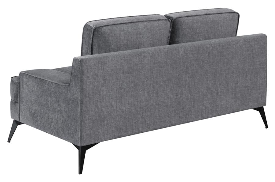 Mattie Upholstered Recessed Arm Loveseat Charcoal Grey