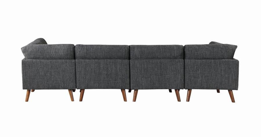 Churchill Tufted Cushion Back Corner Dark Grey and Walnut