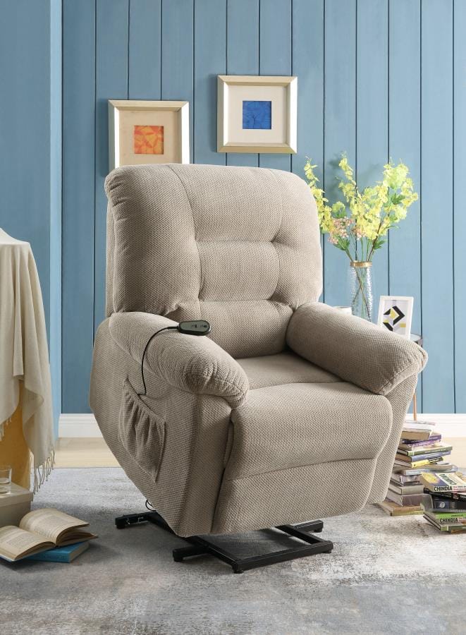 Upholstered Power Lift Recliner Beige