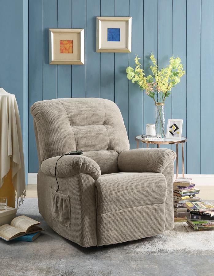 Upholstered Power Lift Recliner Beige