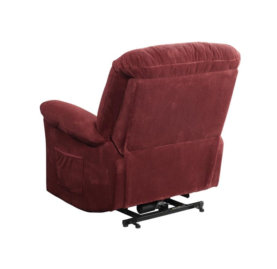 Upholstered Power Lift Recliner Brick Red