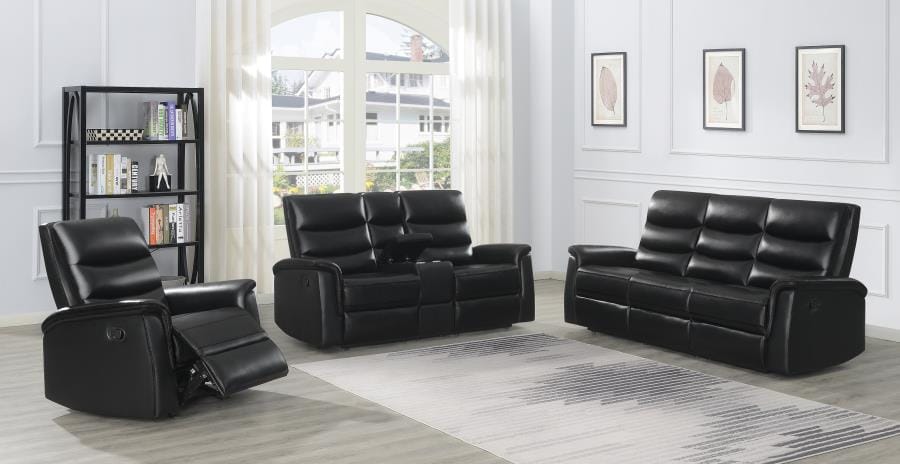 Dario Upholstered Channeled Back Motion Loveseat Black