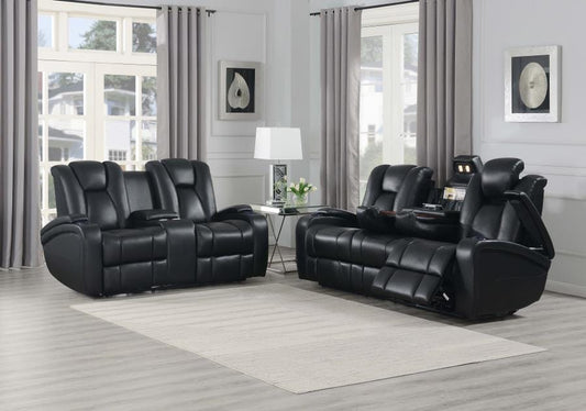Delange Upholstered Tufted Living Room Set Black