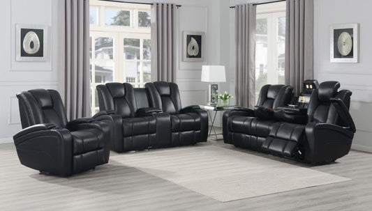 Delange Upholstered Tufted Living Room Set Black