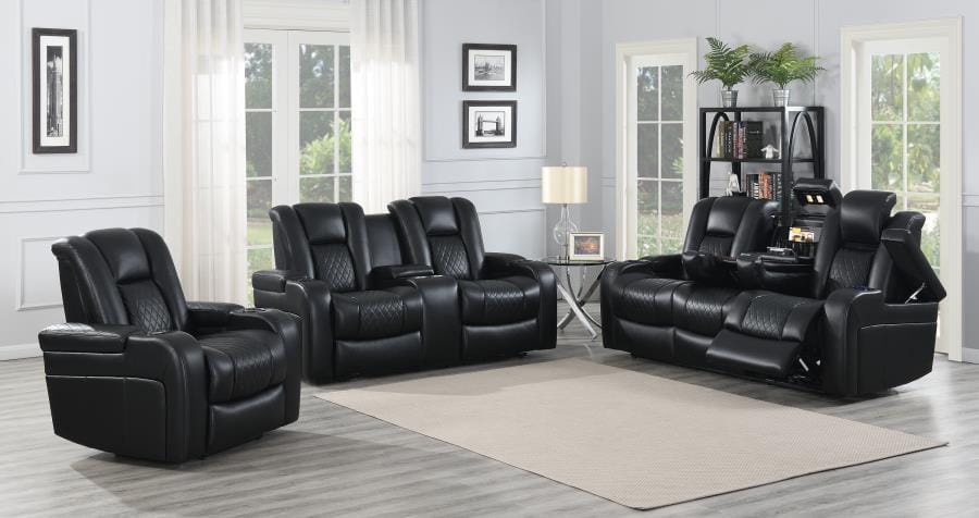 Delangelo Power^2 Loveseat with Drop-down Table Black