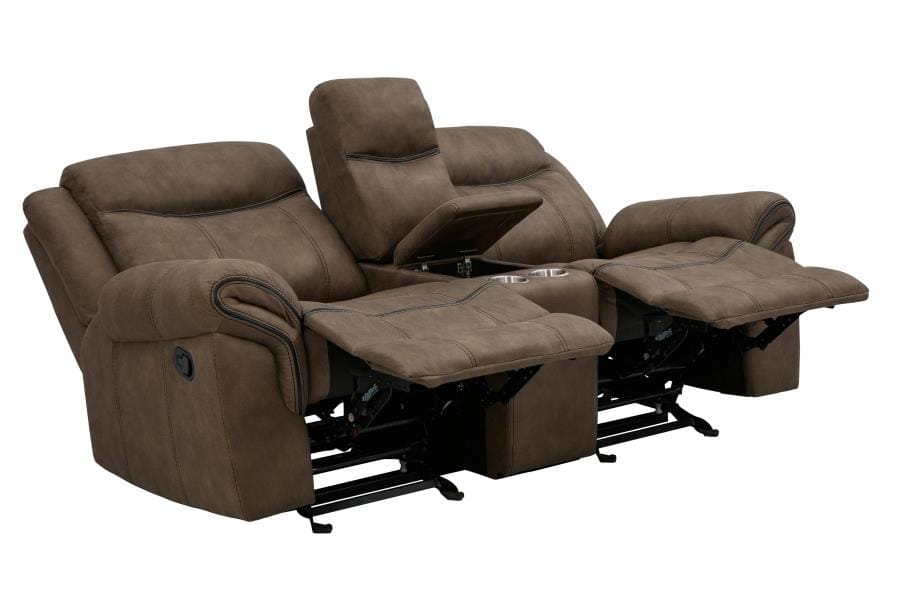 Sawyer Glider Loveseat with Console Macchiato