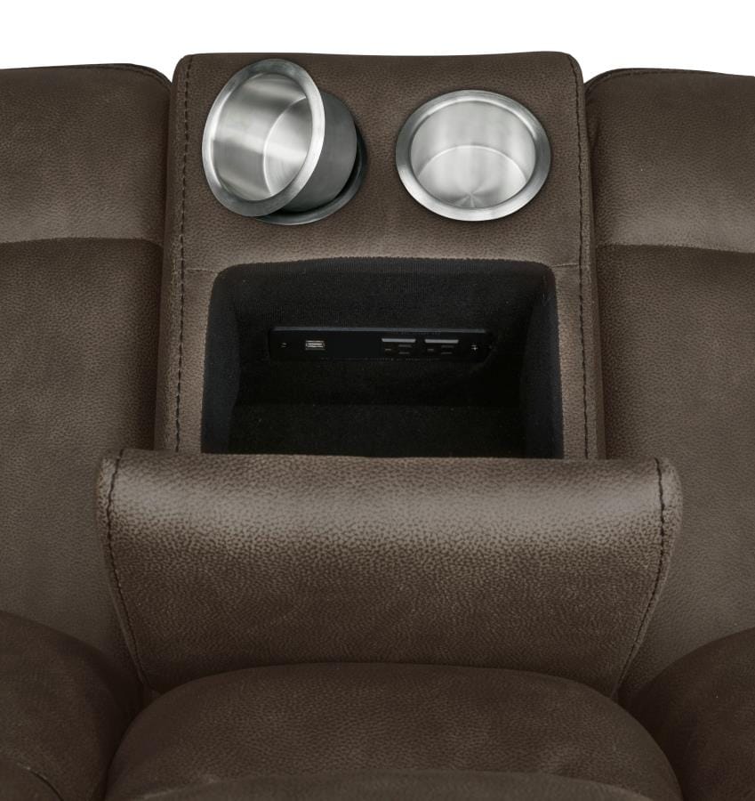 Sawyer Glider Loveseat with Console Macchiato