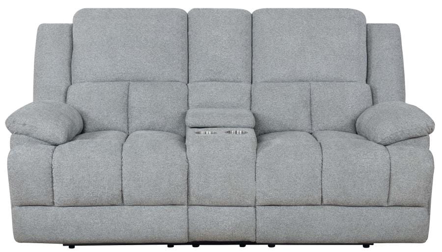 Waterbury Upholstered Power Loveseat with Console Grey