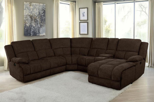Belize 6-piece Pillow Top Arm Motion Sectional Brown