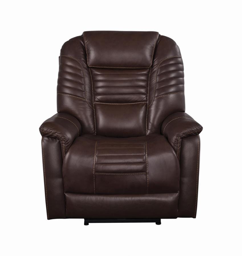 Upholstered Power^3 Recliner with Power Headrest Brown
