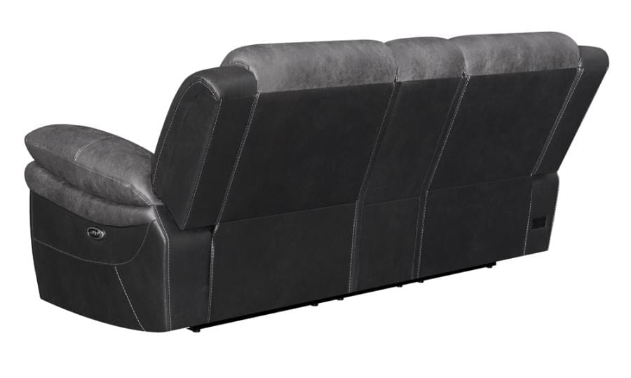 Saybrook Tufted Cushion Power Loveseat Charcoal and Black
