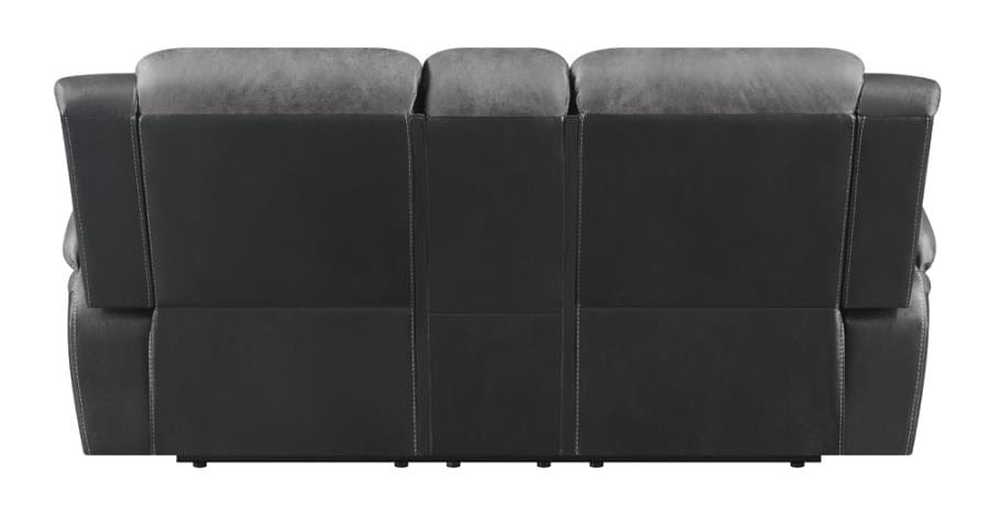 Saybrook Tufted Cushion Motion Loveseat Charcoal and Black