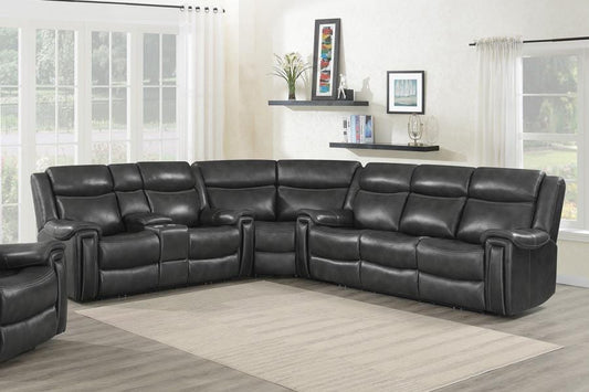 Shallowford 3-piece Upholstered Power^2 Sectional Hand Rubbed Charcoal