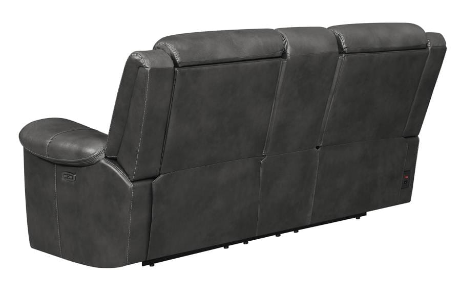 Shallowford Upholstered Power^2 Loveseat with Console Hand Rubbed Charcoal