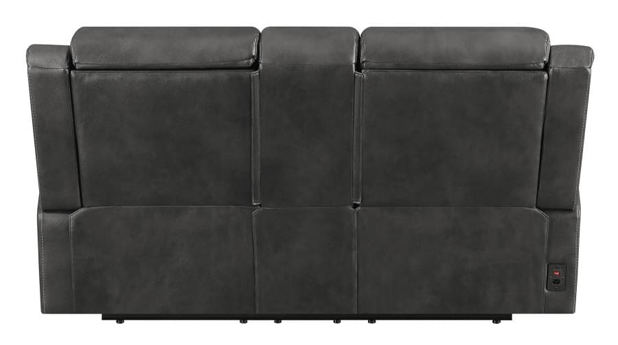 Shallowford Upholstered Power^2 Loveseat with Console Hand Rubbed Charcoal