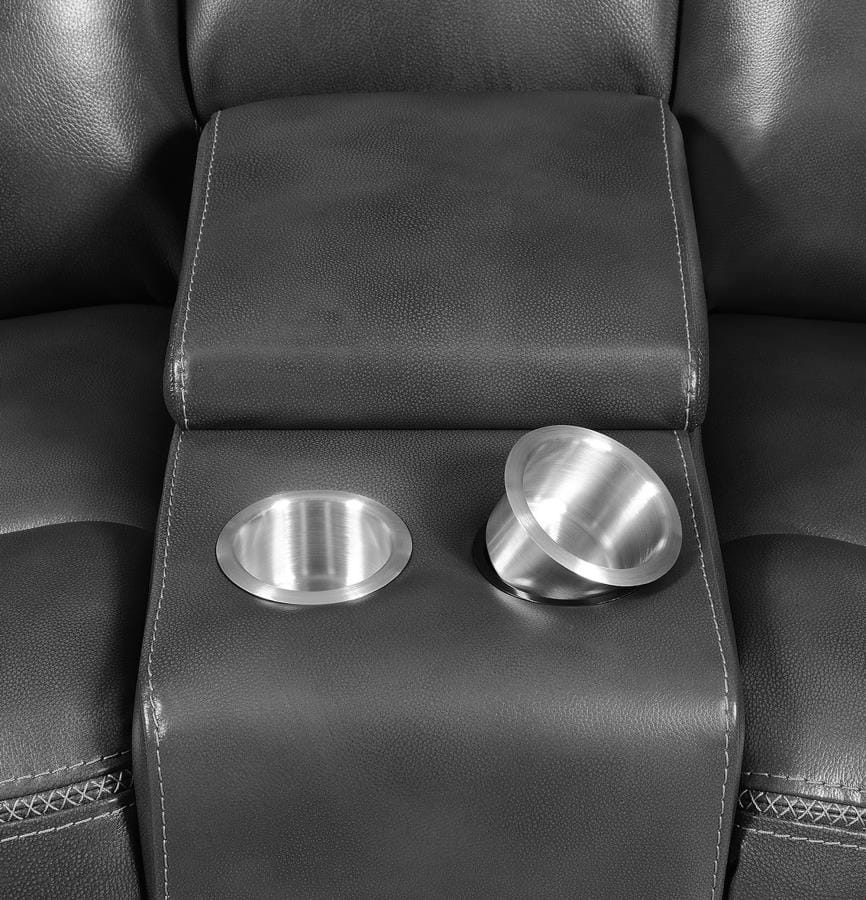 Shallowford Upholstered Power^2 Loveseat with Console Hand Rubbed Charcoal