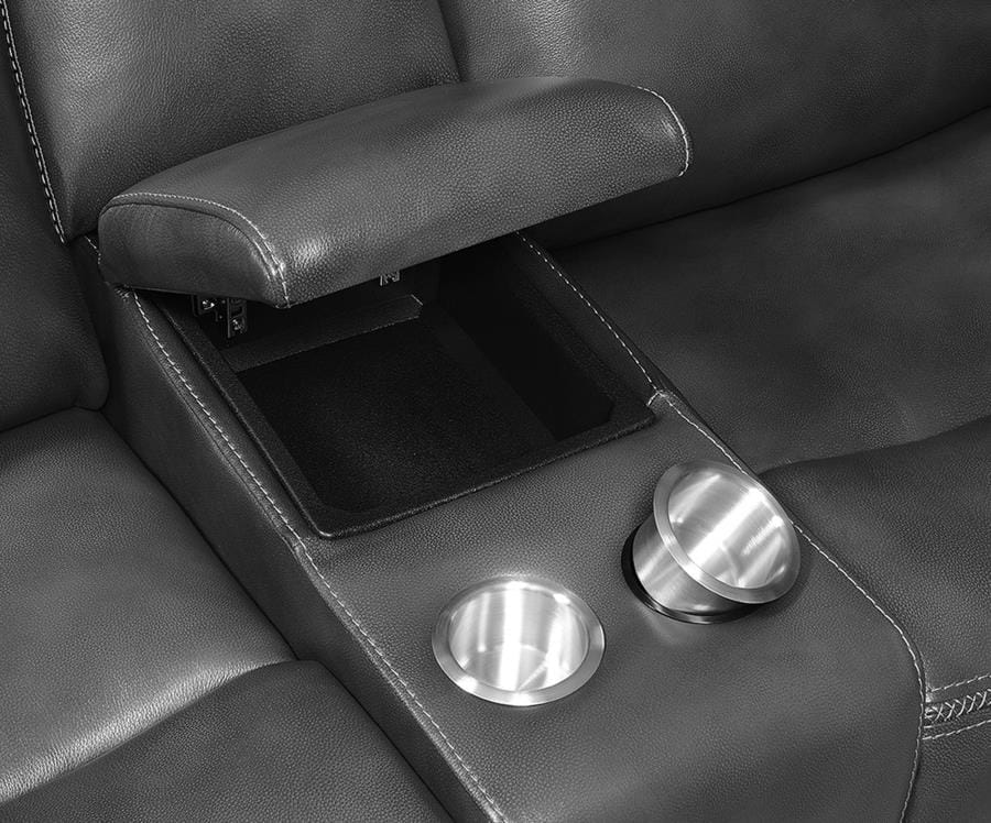 Shallowford Upholstered Power^2 Loveseat with Console Hand Rubbed Charcoal